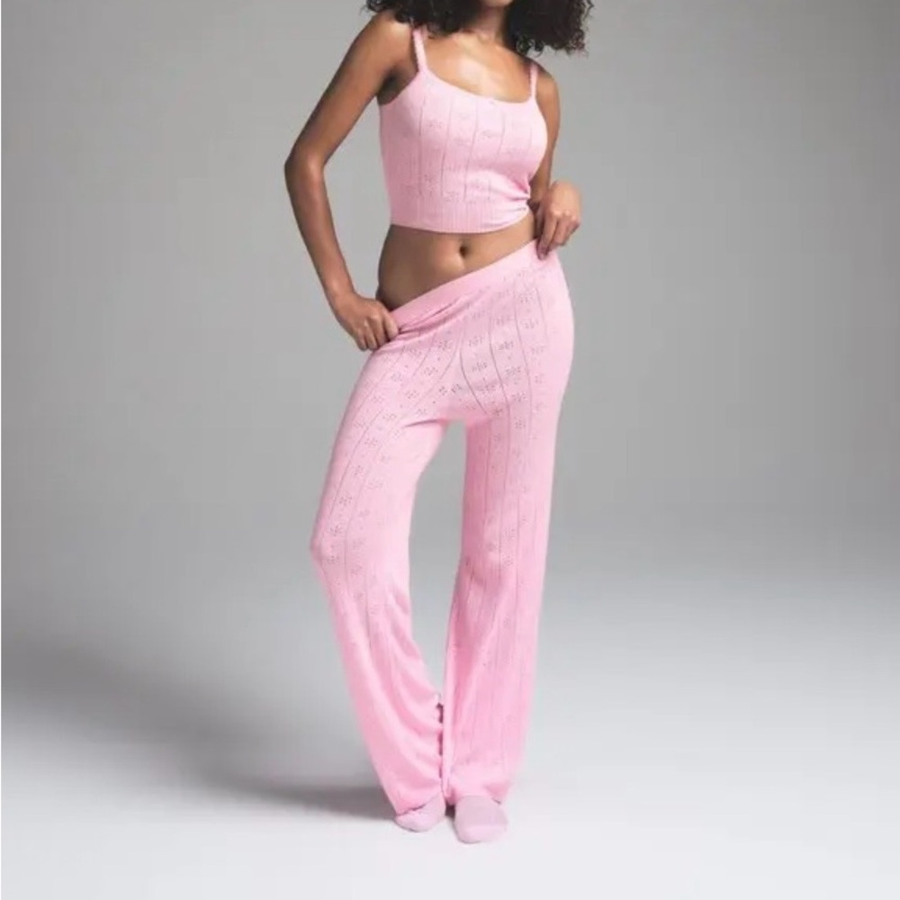 ๐ SKIMS Sweater Pointelle Set | Baby Pink (Top + Pants) ๐